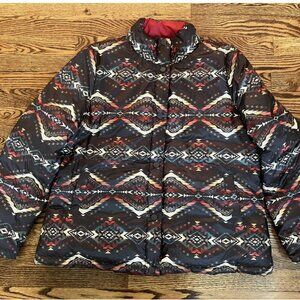 PENDLETON Jacket Womens Puffer XL Bridge Creek Reversible Duck Down Coat Aztec